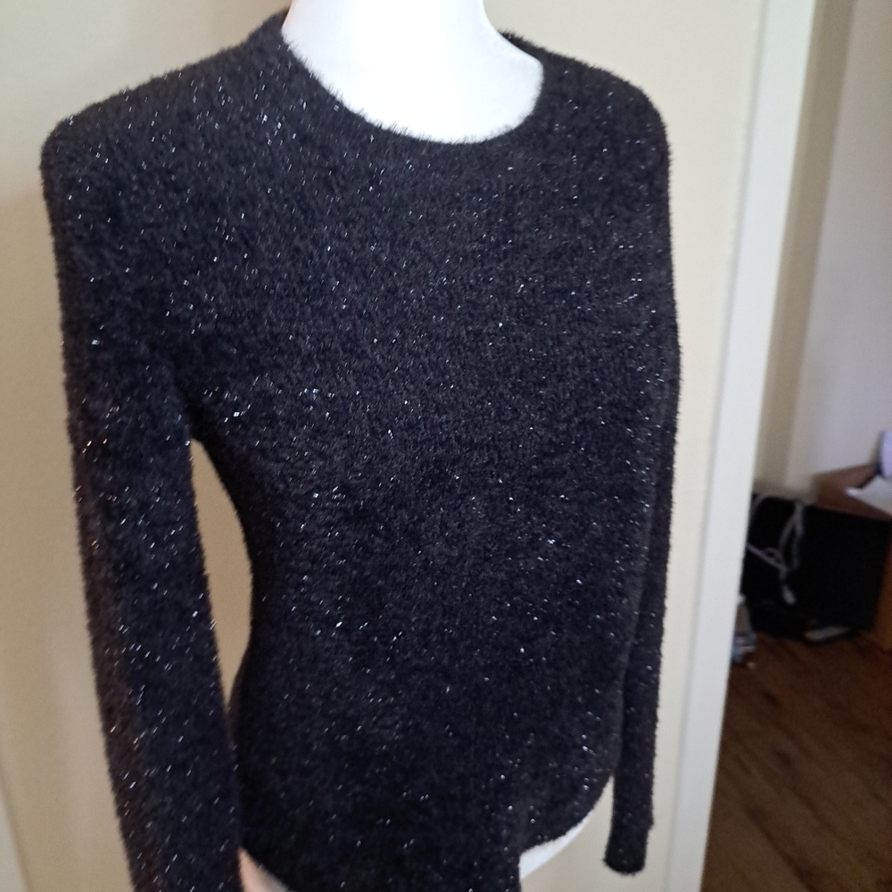 J. McLaughlin Sparckle Pullover Sweater Black Size M EUC